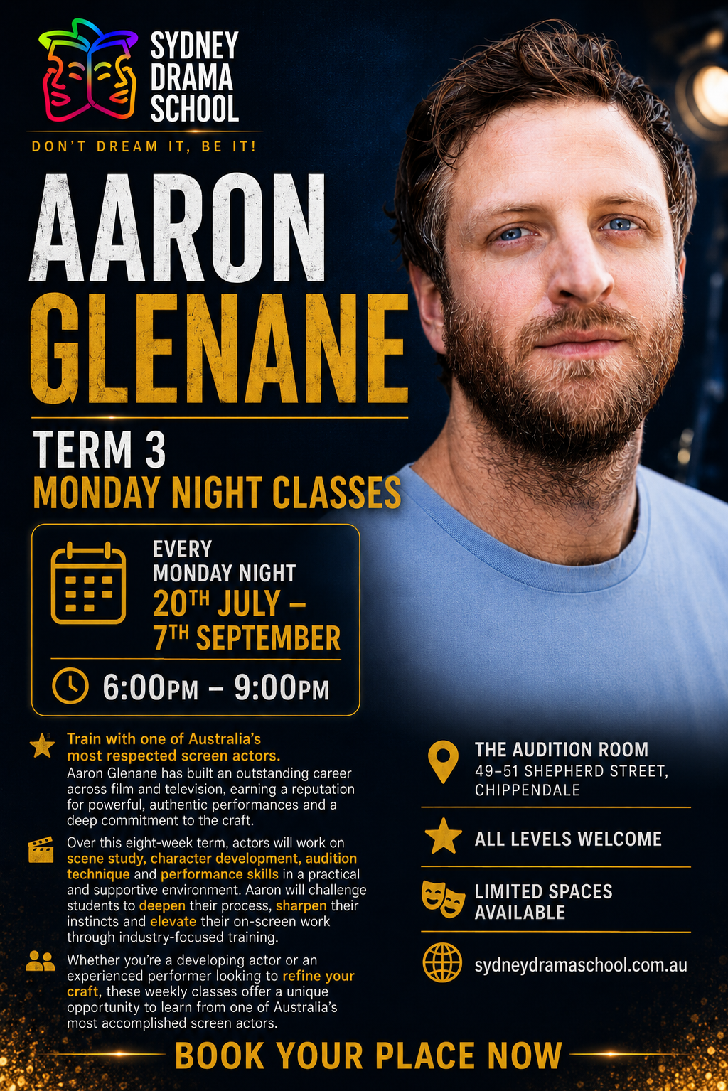 Term 3 Monday nights with Aaron Glenane